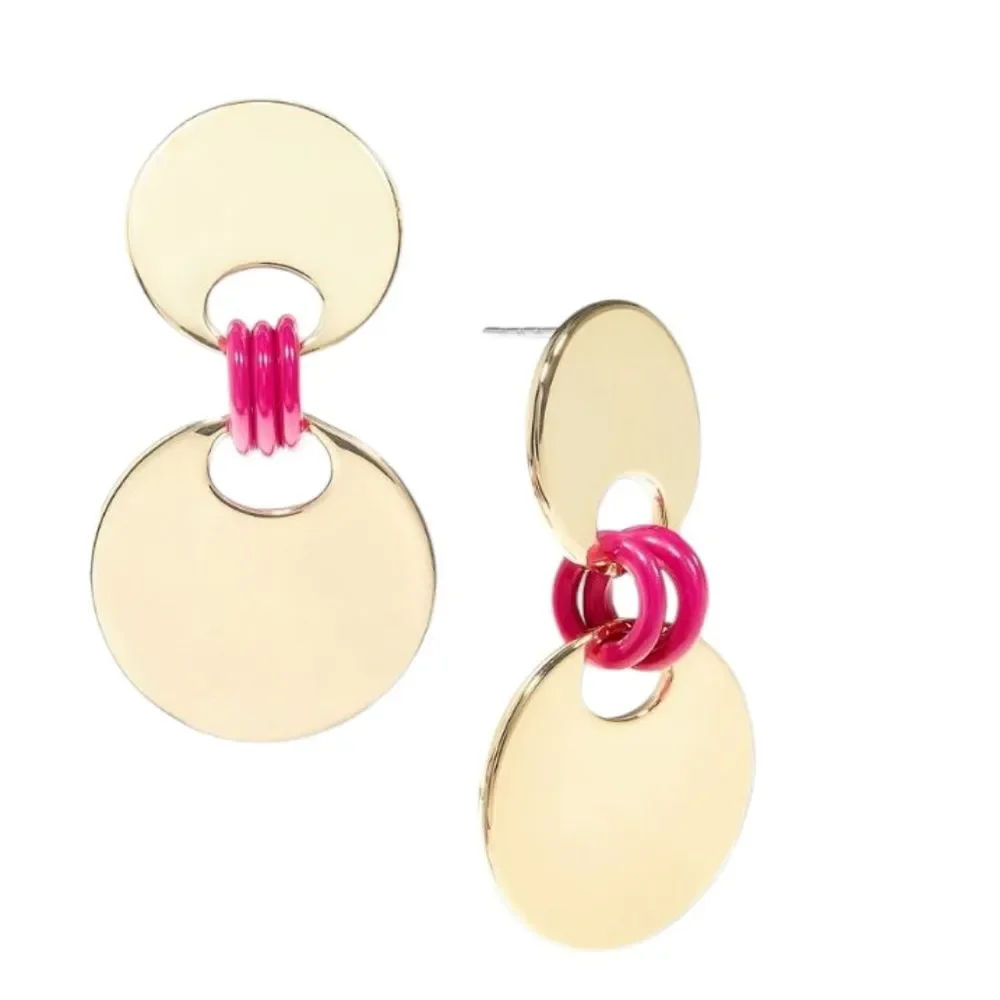 On 34th Gold-Tone Disc & Color Ring Drop Earrings - NWT